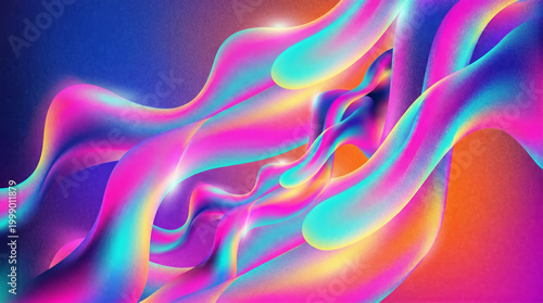 Abstract gradient background with flowing neon ribbon shapes and smooth futuristic color glow