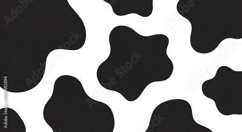Abstract cow print pattern black and white blotches for backgrounds