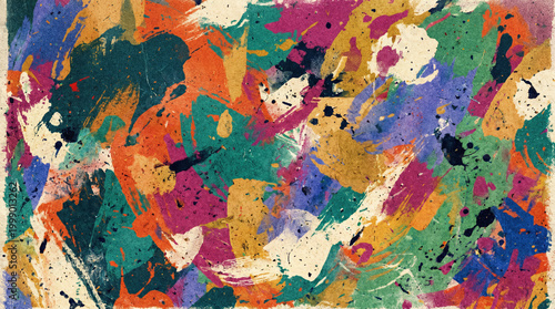 Abstract colorful rough texture, multicolor paint splatter background with vibrant artistic surface and expressive rough texture