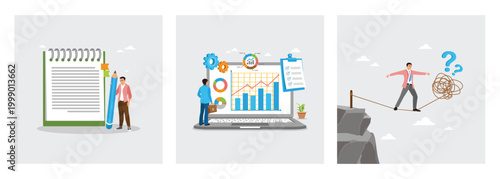 Creative Planning And Design Ideas. Business management project data. Walks on a tangled rope.