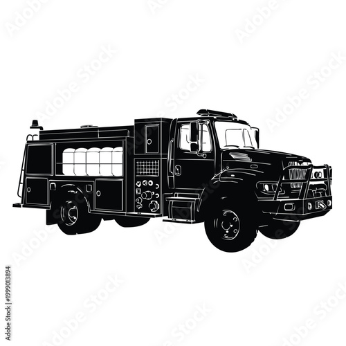 Modern emergency fire truck silhouette set bundle transport vehicle.
