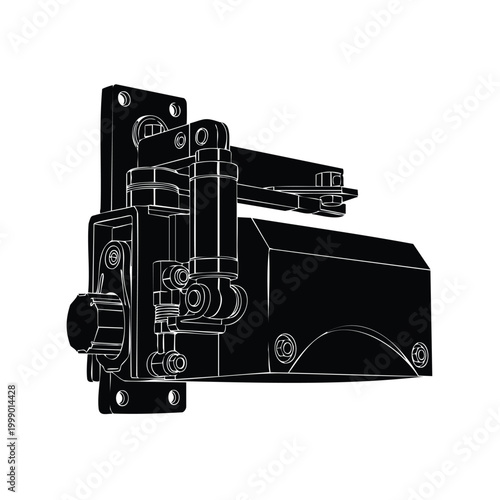 Silhouette set bundle of a door closer mechanism, industrial hardware.
