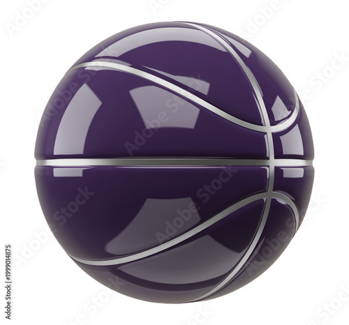 3D Glossy Purple Basketball with Shiny Metallic Detailing for Competitive Sports