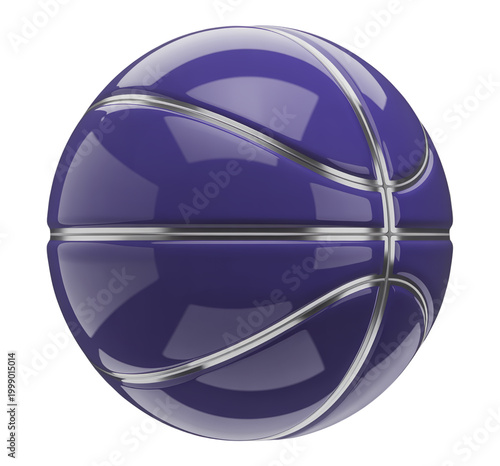 3D Stylish Purple Basketball Featuring Silver Stripes for High-Energy Games