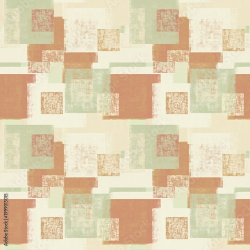 Seamless geometric earth tone pattern with texture abstract blocks