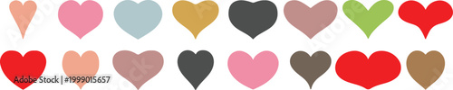 Bilde på lerret Hand drawn colorful heart shapes collection in various artistic styles, creative hand-made love icons set for romantic design projects on transparent background vector