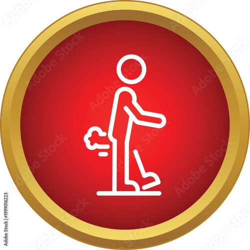 Man outlining flatulence, representing digestive health issues in an icon style