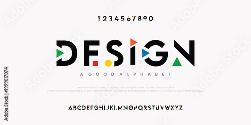 Abstract digital technology logo font alphabet. Minimal modern urban fonts for logo, brand etc. Typography typeface uppercase lowercase and number. vector illustration