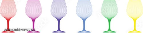 A vibrant collection of six uniquely colored and patterned decorative glass or acrylic centerpieces