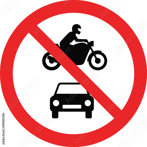 Prohibition sign no motorcycles and cars allowed traffic regulation symbol