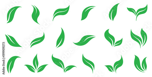 Simple elegant leaf icon set design