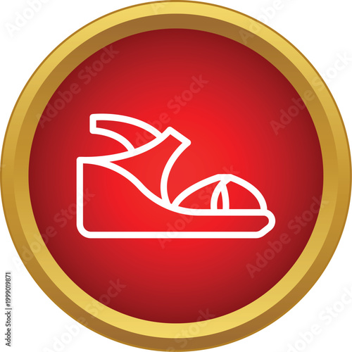 Wedge sandal footwear icon symbol for summer fashion
