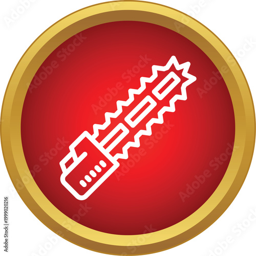 Chainsaw tool icon representing woodcutting and construction button