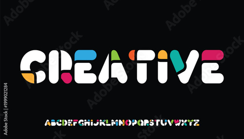 creative colorful alphabet, playful letters, funny festival font for bright fiesta logo