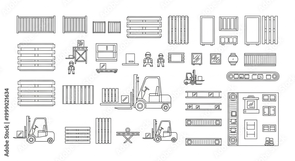 Fototapeta premium Warehouse Forklift and Pallet Jack Illustrations.