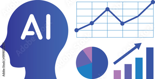生成AI 人工知能 データ分析 ビジネス成長 DX 業務効率化 テクノロジー イメージイラスト