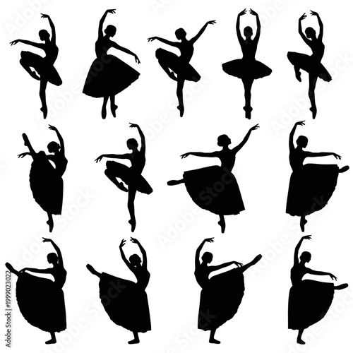 Ballet Dancer Silhouettes: Elegant Poses Collection