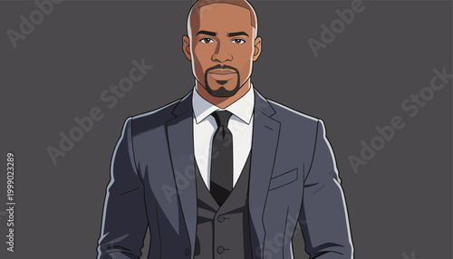 Stylish Formal Portrait of a Black Businessman in Suit