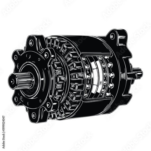 Electric motor silhouette industrial mechanical generator set bundle.
