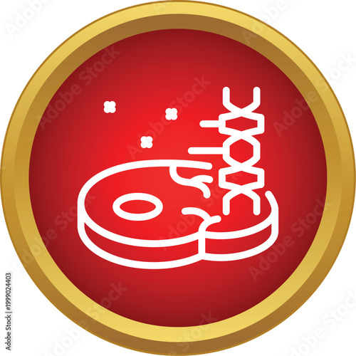 Red circle icon illustrating dna strand connecting to a meat steak