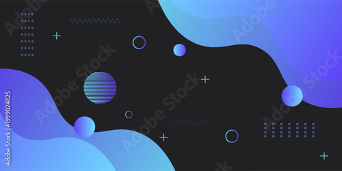 template banner with blue gradient color. design with liquid shape. Dari color background.