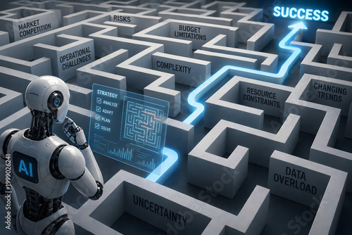 Navigating the Labyrinth of Success: An AI Strategist charts a course through a complex maze.