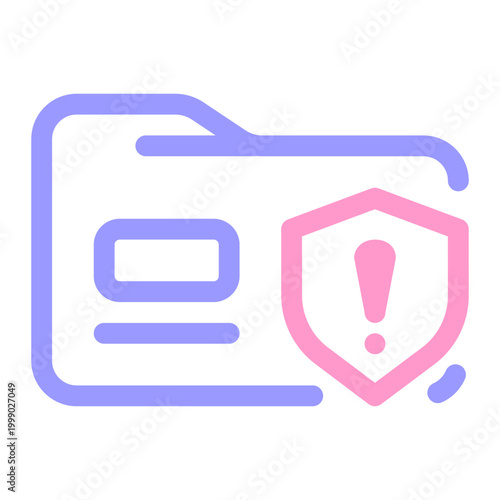Colorful Folder Icon With Shield and Exclamation Mark
