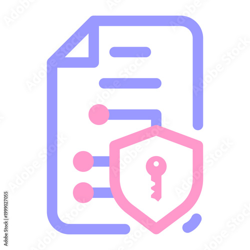 Futuristic Document Graphic with Shield and Key