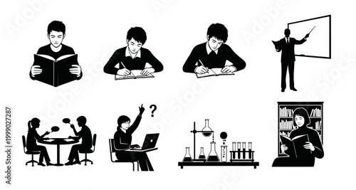 education icons set on transparent background high quality