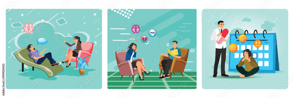 Fototapeta premium Psychotherapy concept. Depression counseling. Seasonal affective disorder treatment.