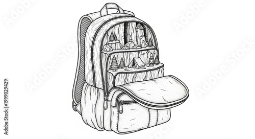 Hidden Campsite Backpack Lifestyle Vector 