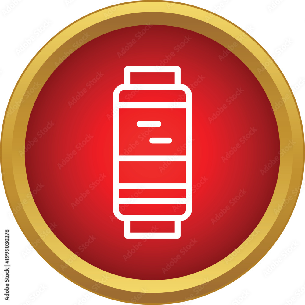 Fototapeta premium Chinese lantern outline decoration inside a red circle with a golden frame