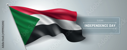 Sudan happy independence day greeting card, banner vector illustration