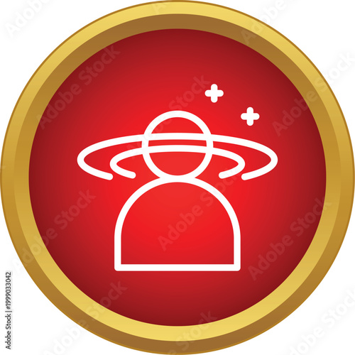 Outline of a person having vertigo or confusion, with stars representing disorientation