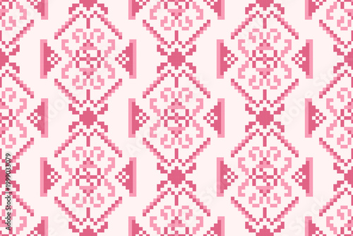 Seamless pixel pink pattern illustration