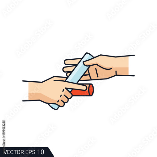 Relay Race Baton Pass - Teamwork and Transition Concept Icon