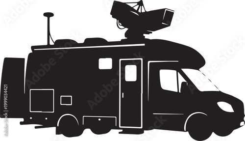 Black RV, motorhome, camper van, recreational vehicle, silhouette