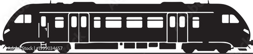 Modern tram, city train, transportation icon, vector illustration, black and white