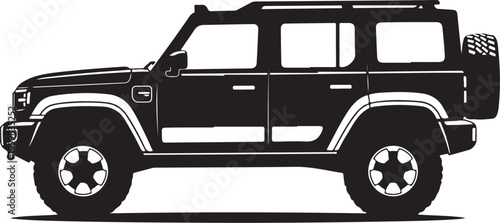 Vector SUV, off-road vehicle, car silhouette, automotive icon, black illustration