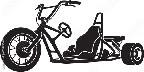 Vector drift trike, motorcycle, go-kart, black illustration