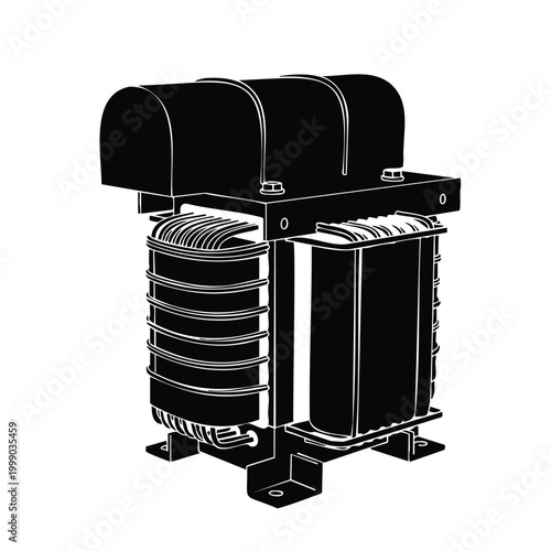 Industrial electric power transformer silhouette vector set bundle.