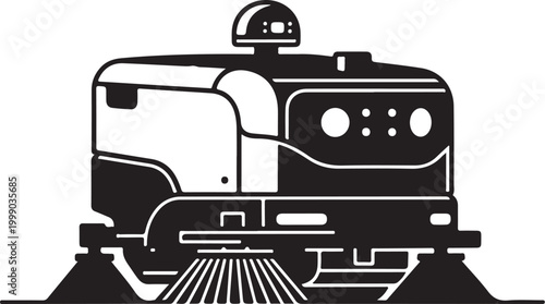 Locomotive, train, railroad, transportation, icon, vector, black, white