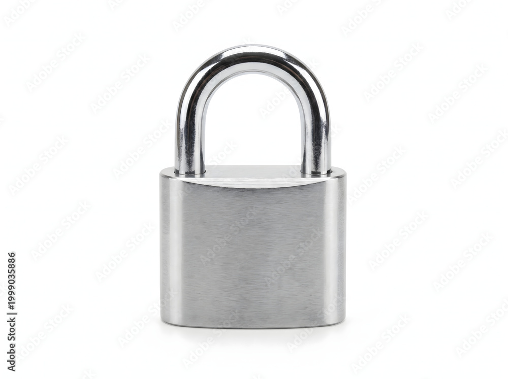 Naklejka premium Durable Metal Padlock with Chrome Finish Studio Shot