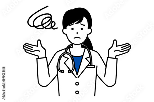 お手上げで困っている女性医師