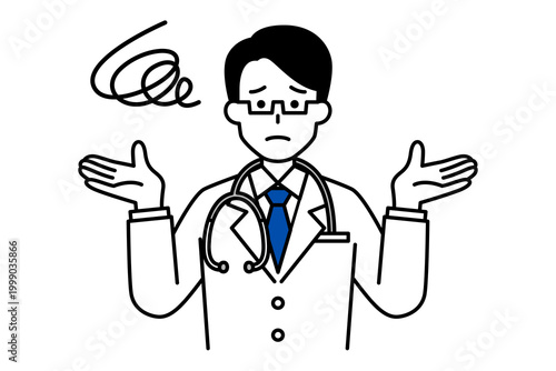 お手上げで困っている男性医師