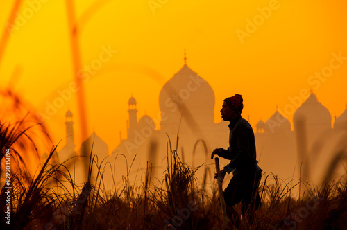 Photography Taj Mahal at sunrise on the Yamuna River