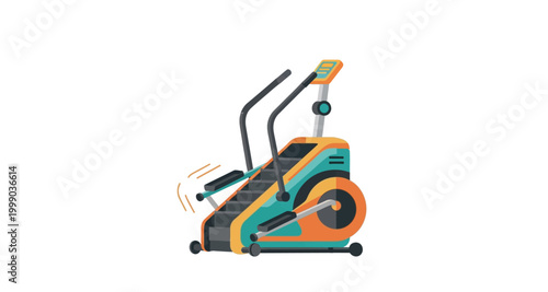 stair climber machine in colorful flat design on transparent background