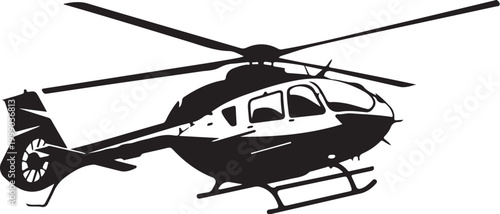 Black helicopter icon, aircraft silhouette, rotorcraft graphic, transportation symbol