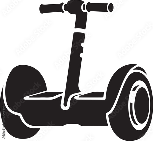 Black hoverboard, electric scooter icon, mono line illustration, transportation symbol, vehicle sign