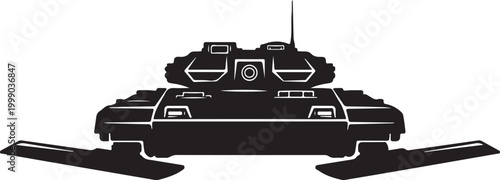 Military tank, black, vector, illustration, combat vehicle, warfare